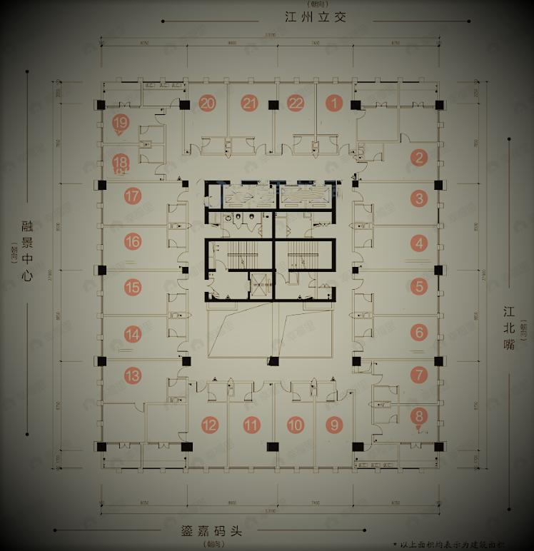 1室1厅1卫建面54m²南户型图