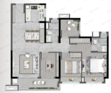 越秀星汇文瀚3室2厅2卫户型图