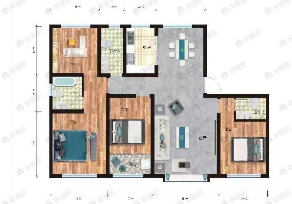一世界书香华府3室2厅3卫户型图