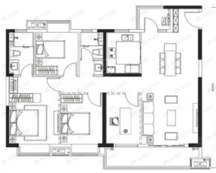 钢旅蓝郡4室2厅2卫户型图