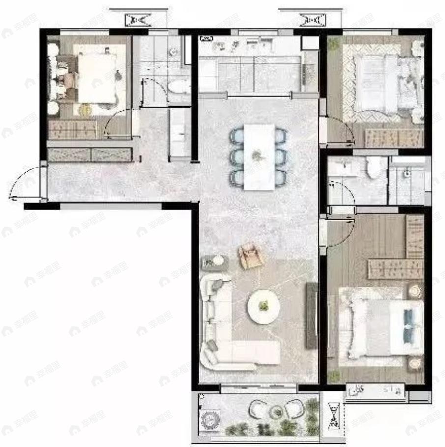 奥园誉府3室2厅2卫户型图