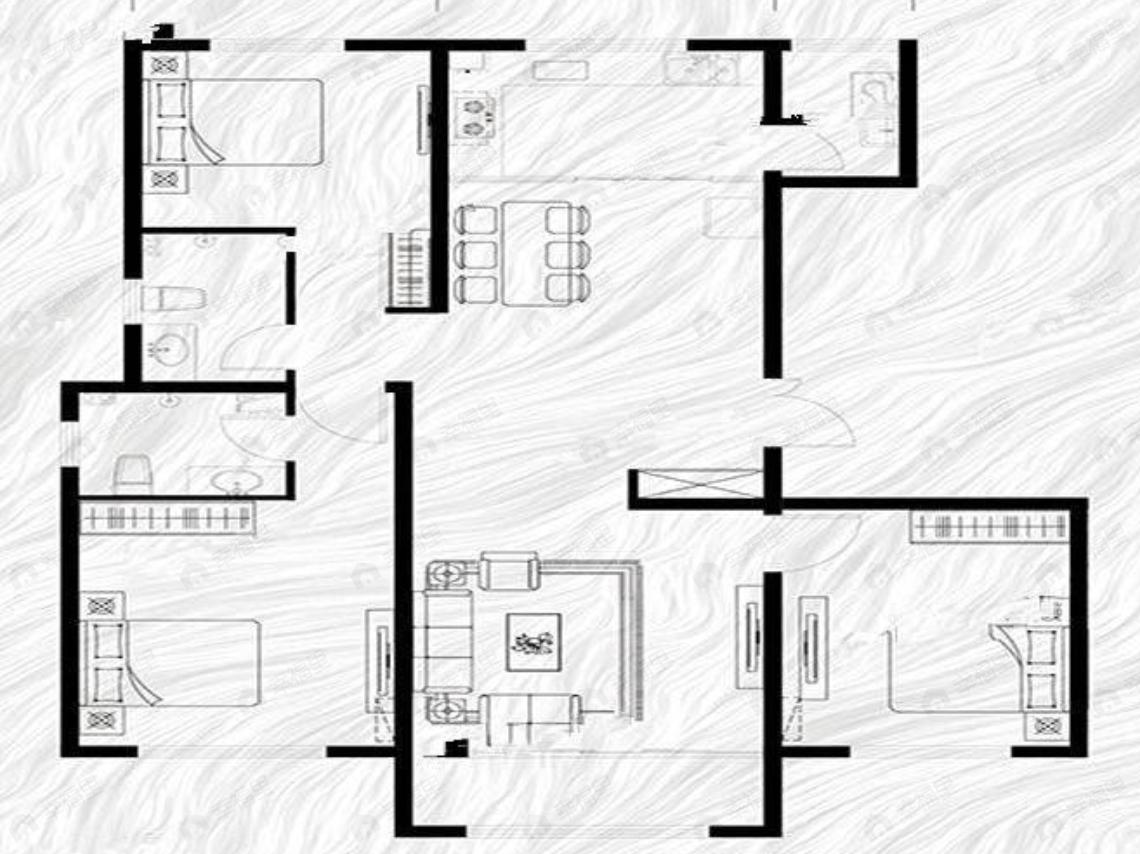 3室2厅2卫建面149平南|北户型图