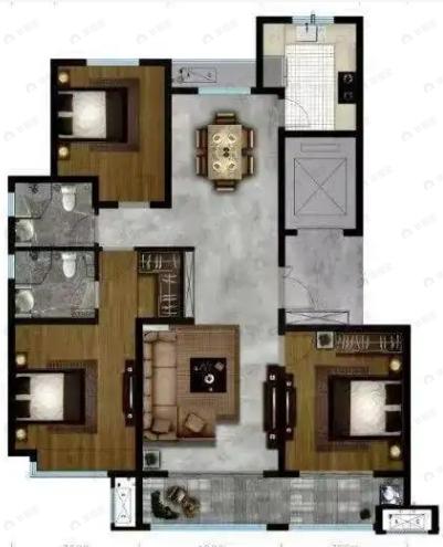 颖秀华府3室2厅2卫户型图