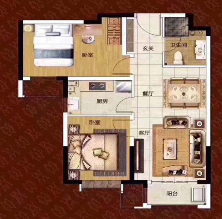 艺英里2室2厅1卫户型图