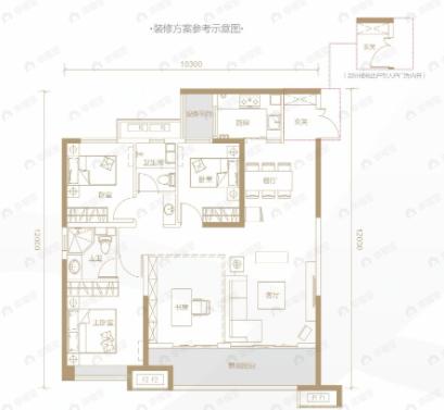 蓝光未来城3室2厅2卫户型图