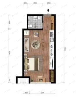 荣庭君悦天地1室1厅1卫户型图