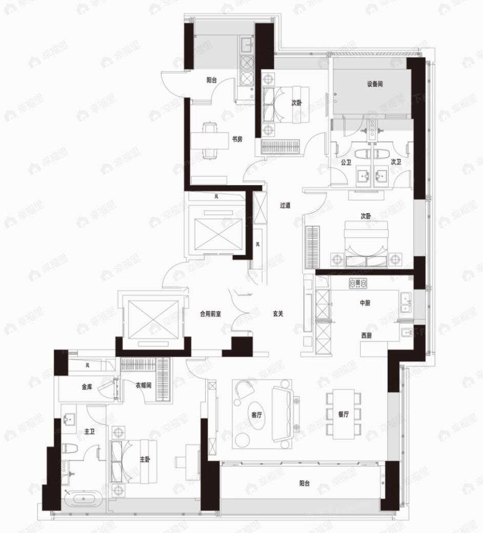绿城武汉黄浦湾4室2厅3卫户型图