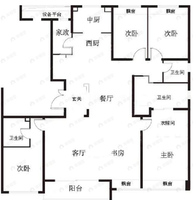 鸿印里4室2厅3卫户型图