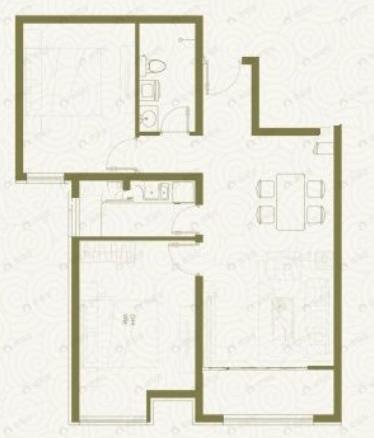 紫勋雍邸二期2室2厅1卫户型图