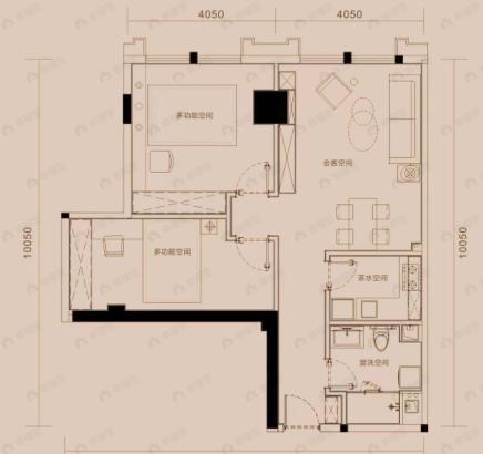 神仙树6号院2室2厅1卫户型图