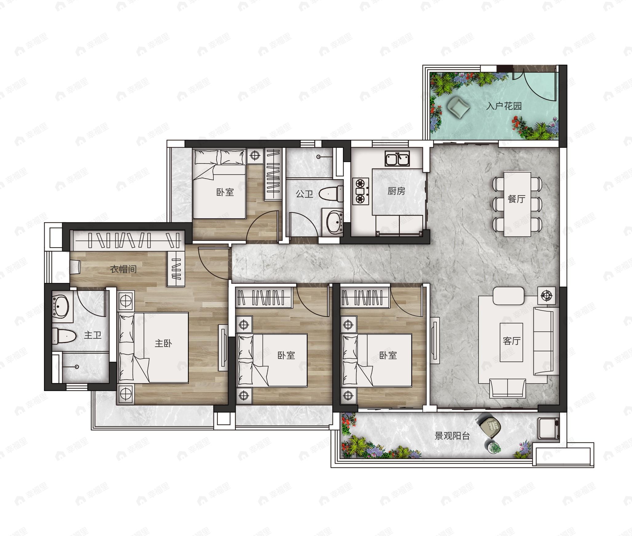 南沙十里方圆二期4室2厅2卫户型图