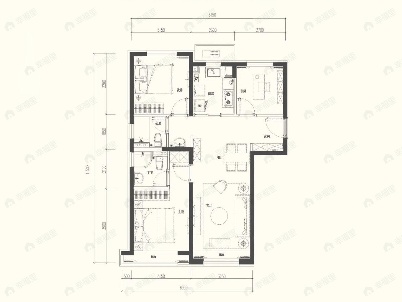 建发珺和府3室2厅2卫户型图