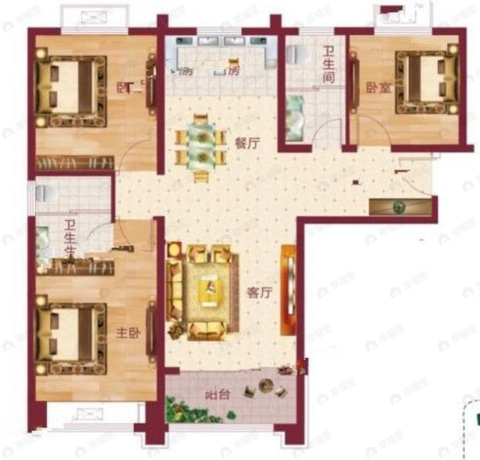 逸景佲园3室2厅2卫户型图