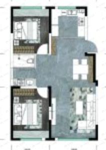 红大汇诚三期2室2厅1卫户型图