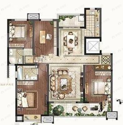 中海阅骊山二期贤庭4室2厅2卫户型图