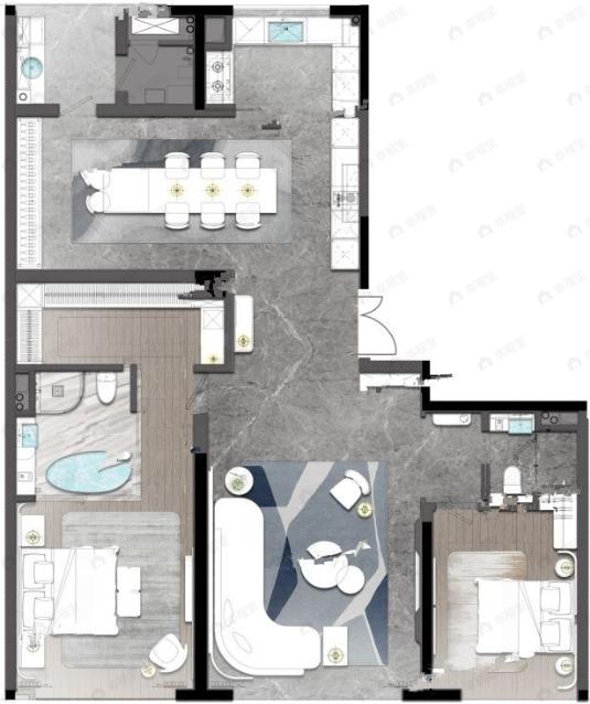荣民壹号2室2厅2卫户型图