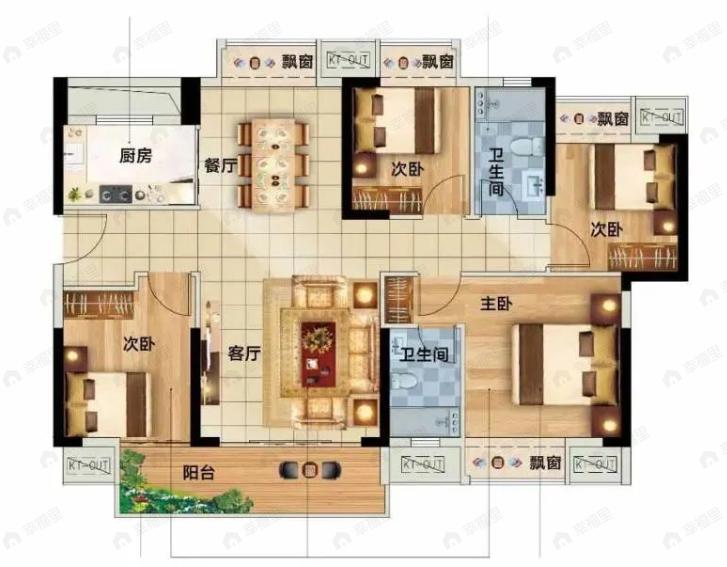俊怡庐山御府3室2厅2卫户型图
