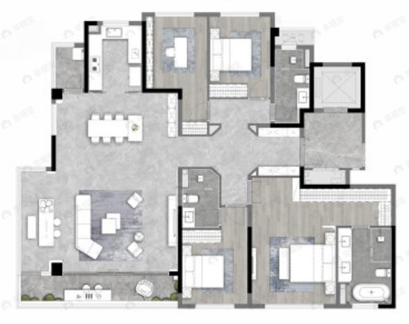 龙湖御湖境4室3厅3卫户型图