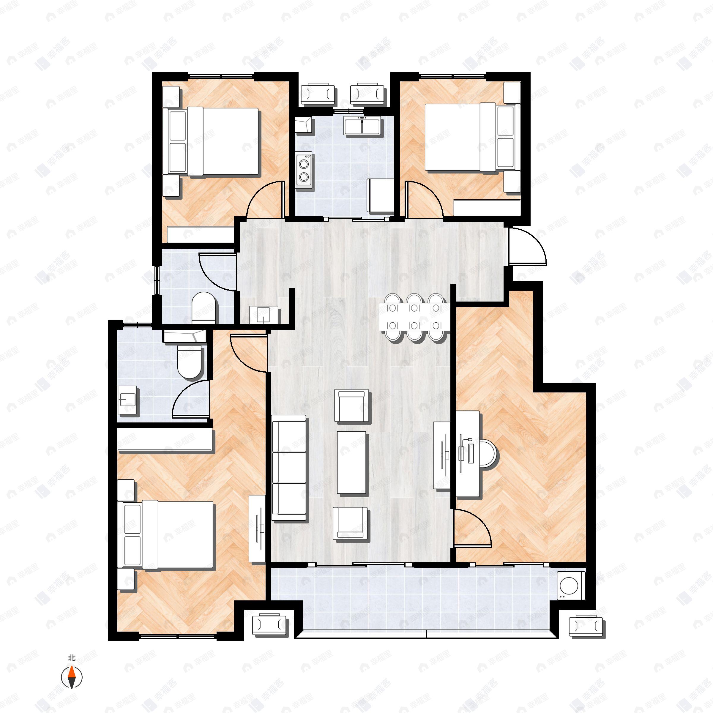 4室2厅2卫建面119平户型图