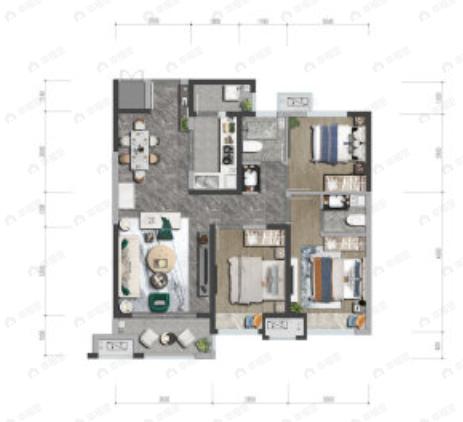 上河雲璟3室2厅2卫户型图