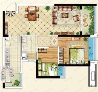重庆恒大轨道时代2室2厅1卫户型图