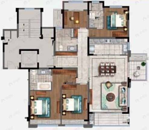 银城玖珑天著4室2厅3卫户型图