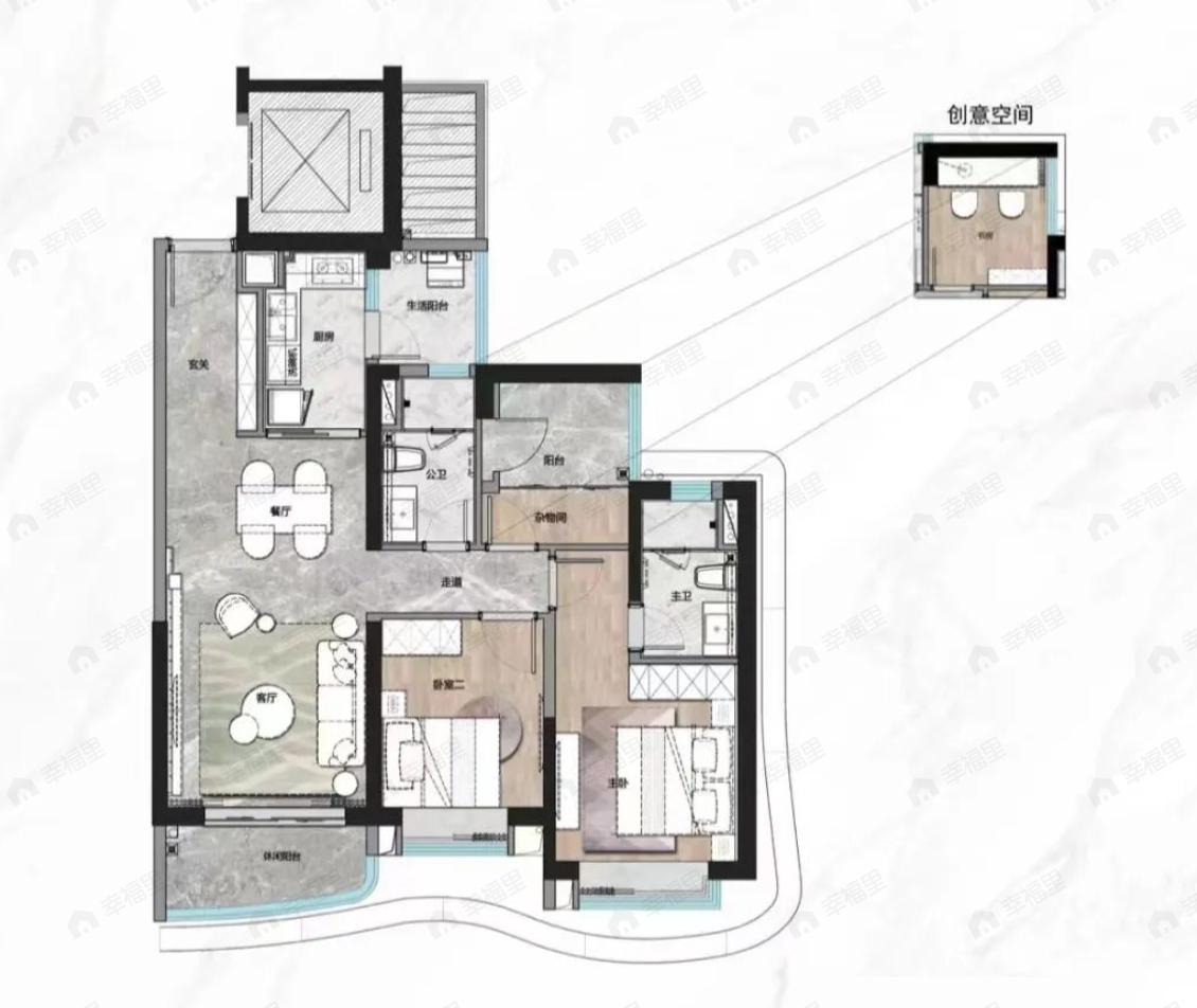 广州滨江上都3室2厅2卫户型图