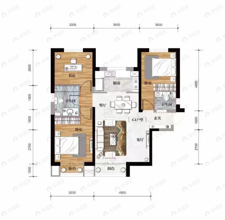 傲润天顺祥3室2厅2卫户型图