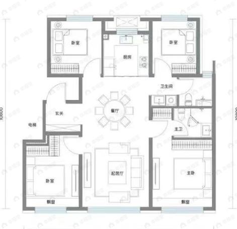 那么小镇·伴山观岚4室2厅2卫户型图