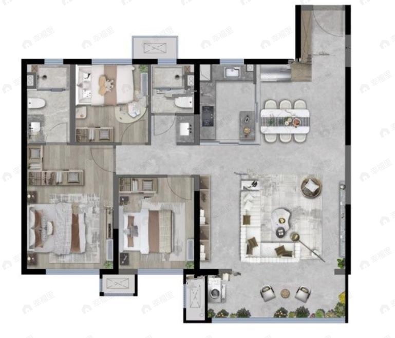 龙湖星河学樘府3室2厅2卫户型图