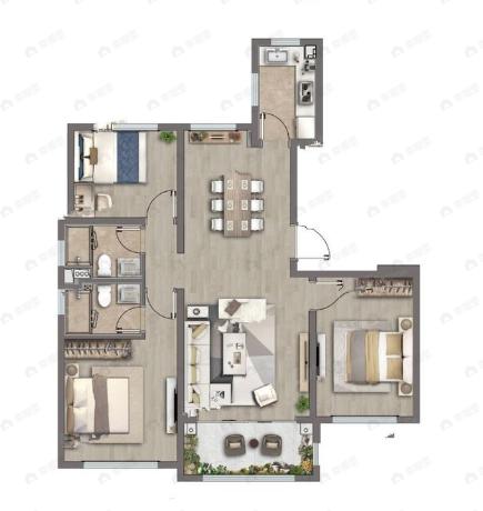宝华颛桥紫薇花园3室2厅2卫户型图