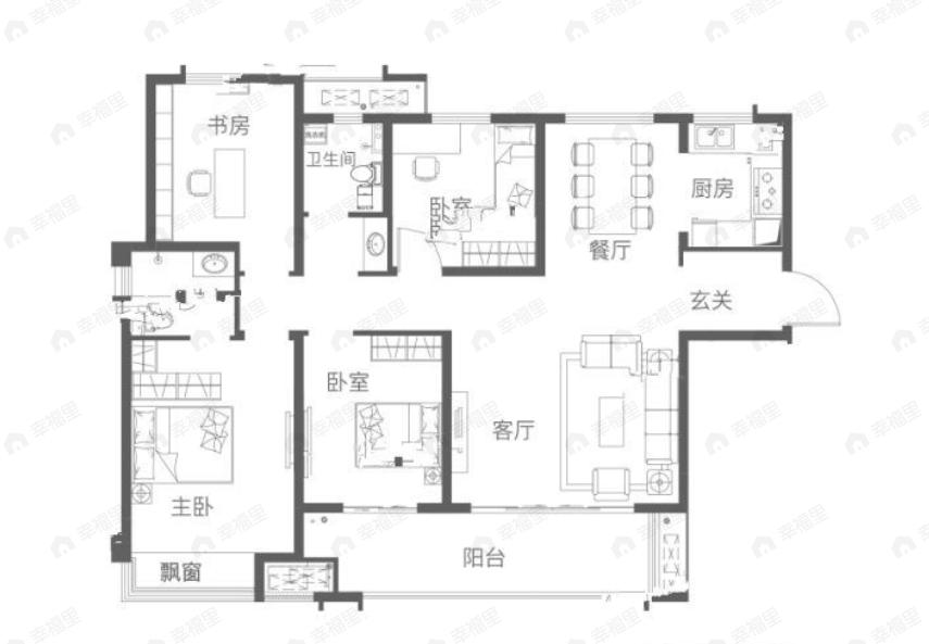 4室2厅2卫建面143平户型图