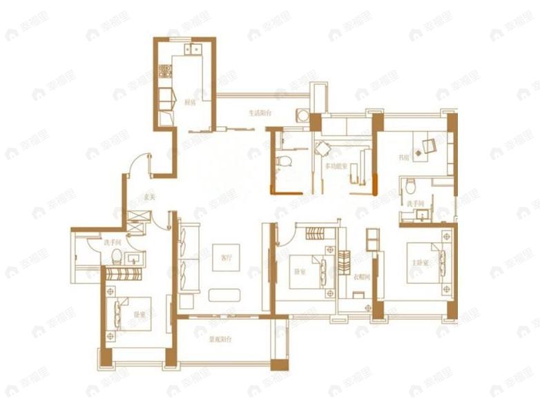 怡翠晋盛泰园4室2厅3卫户型图