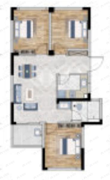 绿城云溪桃源3室2厅1卫户型图