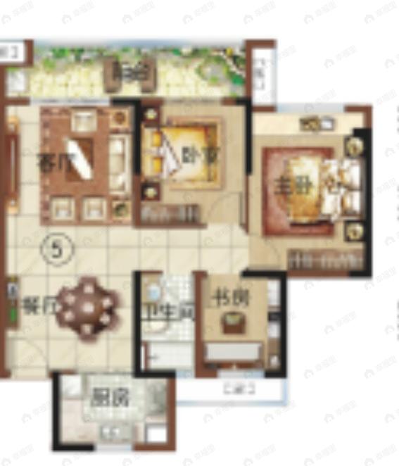 绿地新里海玥公馆3室2厅1卫户型图