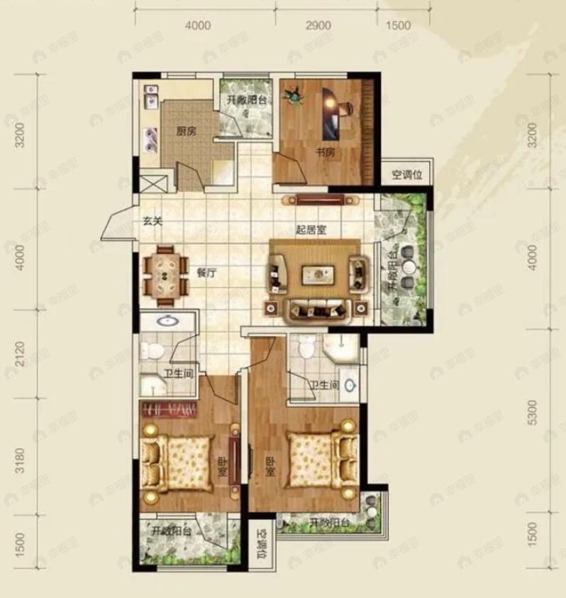 富力盛悦府3室2厅2卫户型图