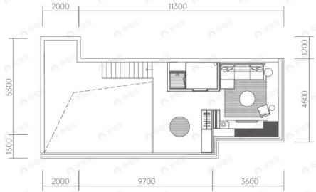 1室1厅1卫建面77m²南户型图