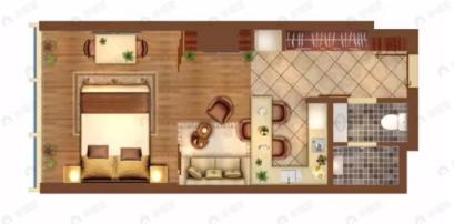 中建光谷之星1室2厅1卫户型图