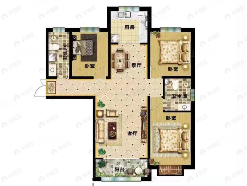 和平嘉园3室2厅2卫户型图
