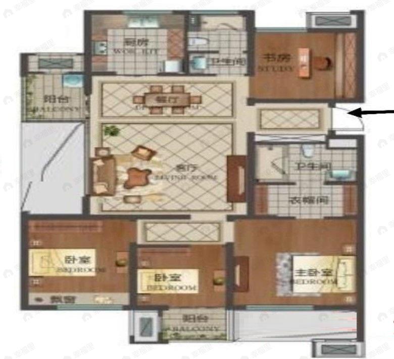 4室2厅2卫建面140平南户型图