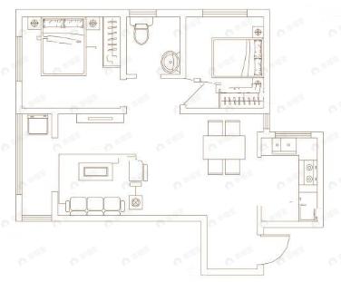 旭景清园2室2厅1卫户型图