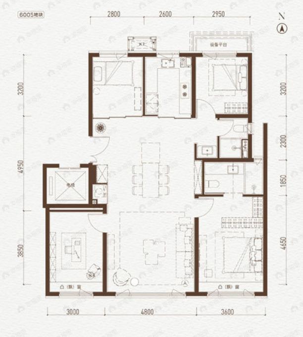 西红门橡树湾三期4室2厅2卫户型图
