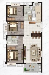 保利庭瑞阅江台3室2厅2卫户型图