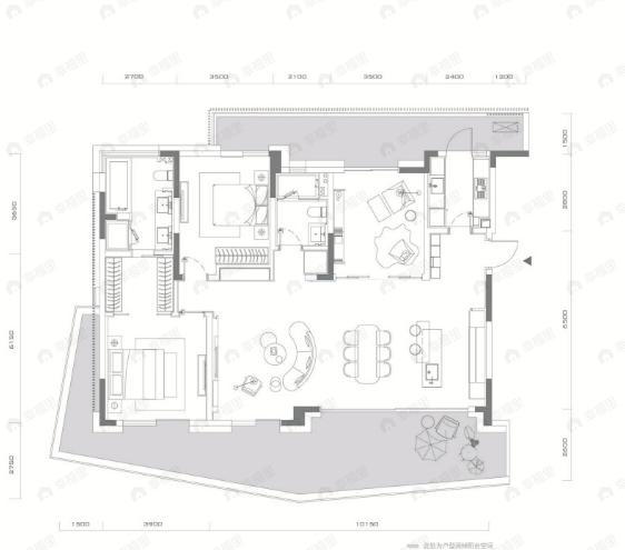 万华麓悦江城3室2厅2卫户型图