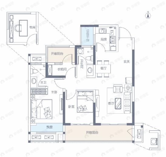 山水云庭3室2厅2卫户型图