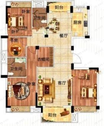 天汇龙城3室2厅2卫户型图