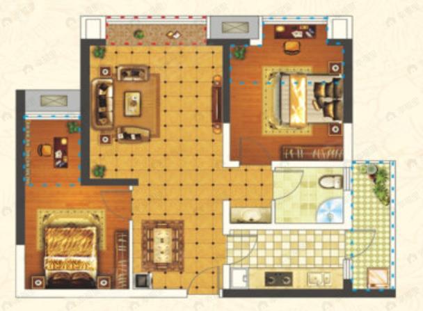 林溪康城2室2厅1卫户型图