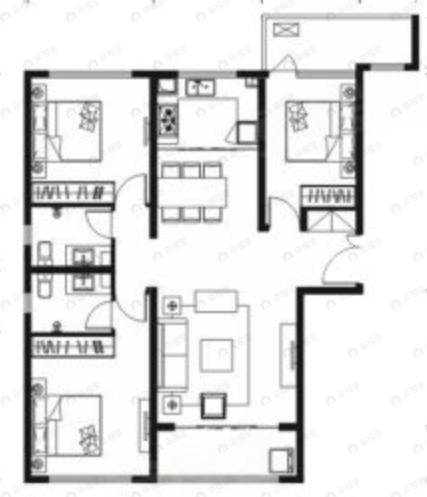 沣东旺城3室2厅2卫户型图