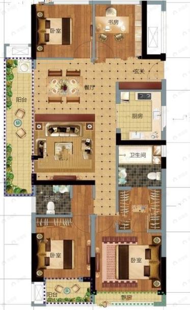 东亚溪雅香舍4室2厅2卫户型图