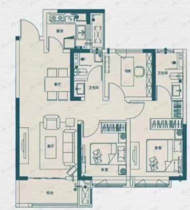 嘉园蓝湖九郡3室2厅2卫户型图